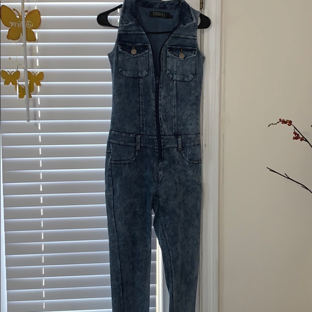 Blue Jean Sleeveless Jumpsuit